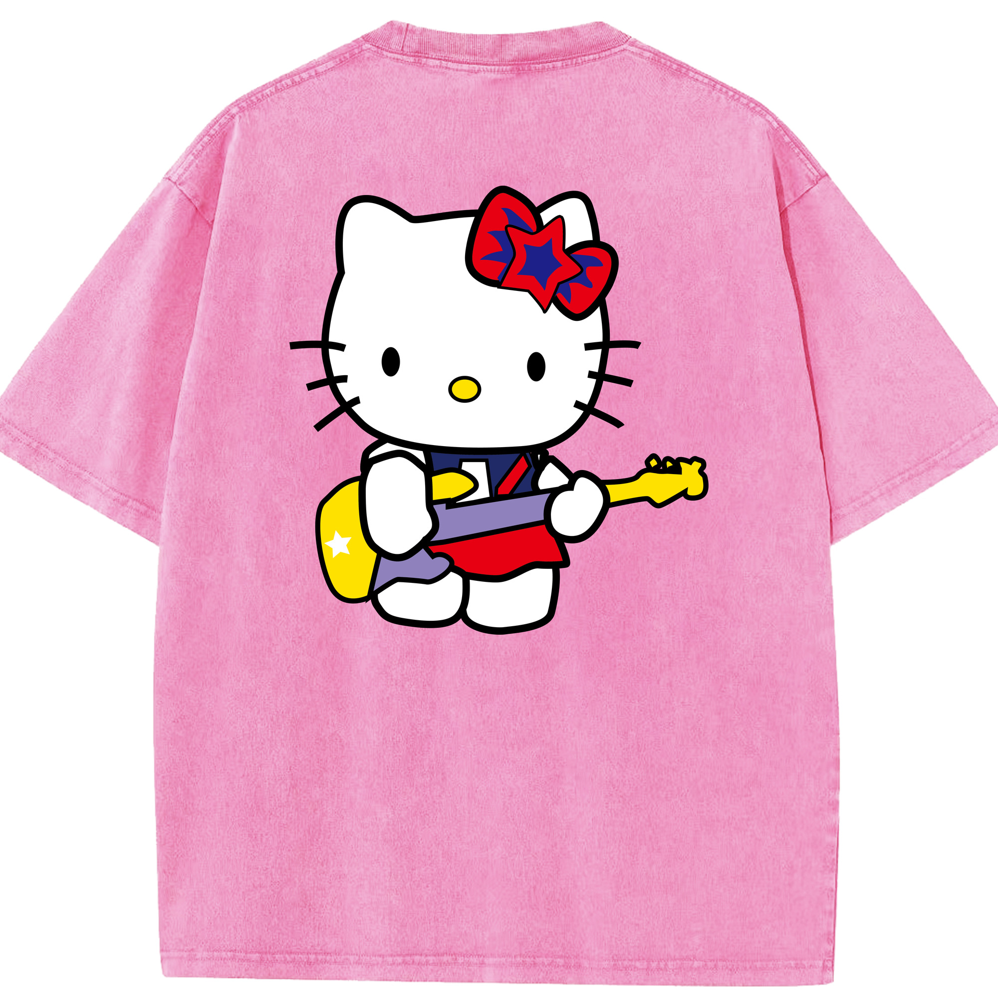 （画像用） Hello Kitty ハローキティ 綿100% ヴィンテージ風 半袖Tシャツ（背面プリント）